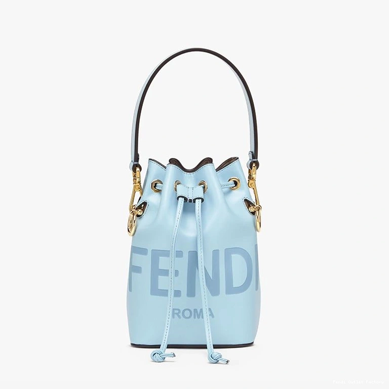 Cheap HOT Leather Bucket Sky Mon Logo Bag Calf Tresor Fendi In Mini Blue ROMA 0707